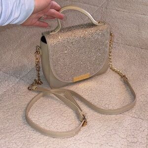 Steve Madden Gold and Cream Crossbody Bag small with strap